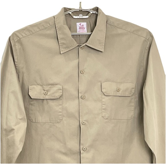 Open Trails Other - Open Trails Mens Work Shirt 3XL Tan Relaxed Fit‎ Button Down Long Sleeve Pockets